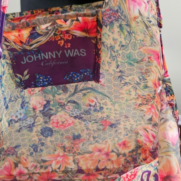Johnny Was Floral Nylon Packable Foldable Tote Bag Travel Shopping Reusable Bag - Picture 4 of 9